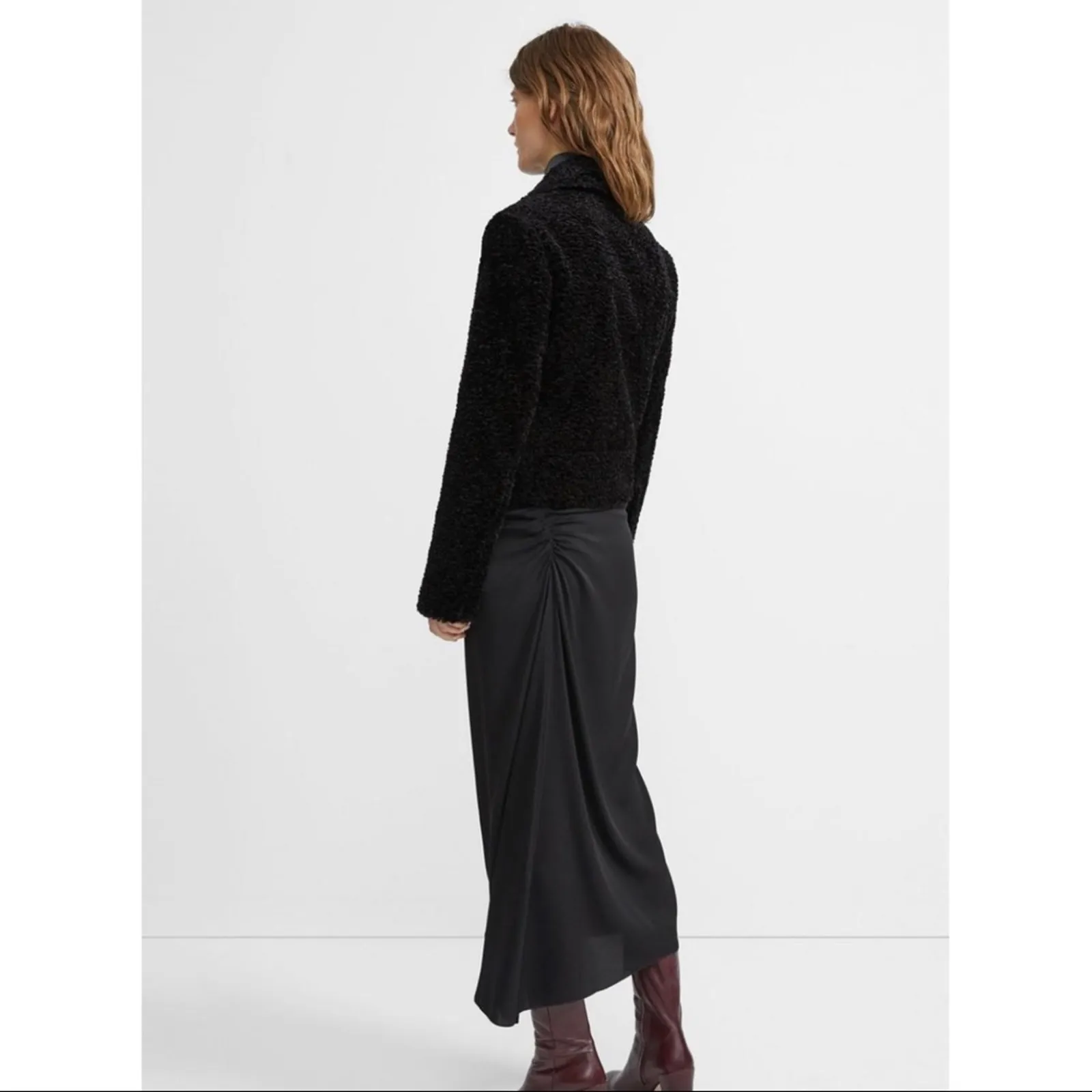 New Theory Faux Fur Slim Moto Jacket Sz 10 - Image 5