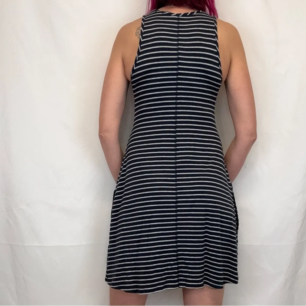 Athleta Women's A Line Tank Dress XS Extra Small Dark Navy Blue Grey Gray Stripe - Image 2