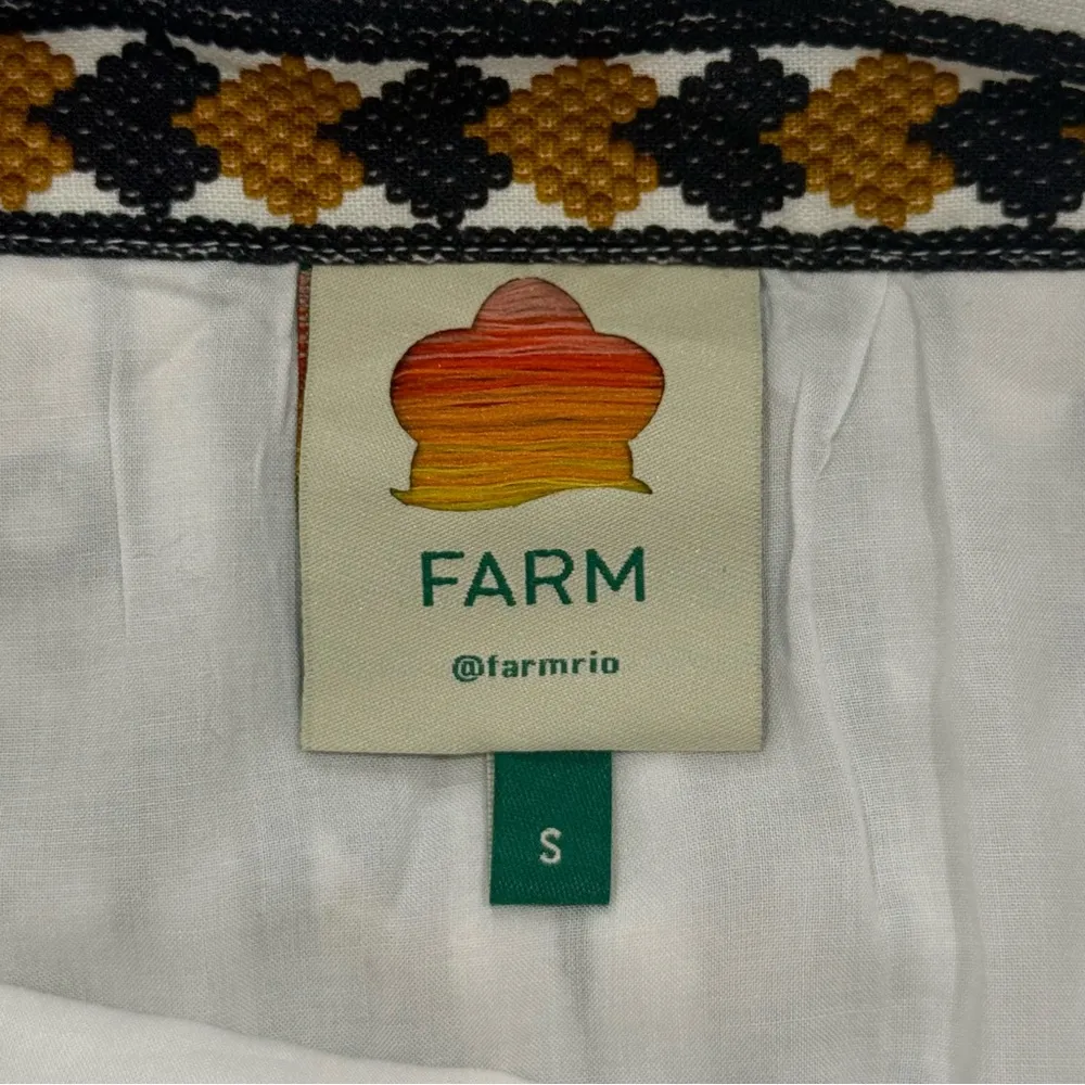 Farm Rio Flower Fan Tapestry Wrap Midi Skirt Linen Embroidered Small Boho Beachy - Image 10