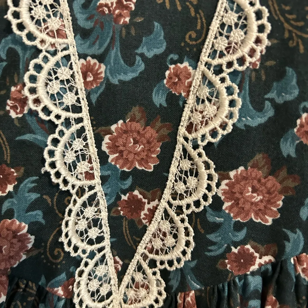 Gunne Sax Vintage Jessica McClintock Floral Prairie Dress Blue Green Size 7 - Image 15