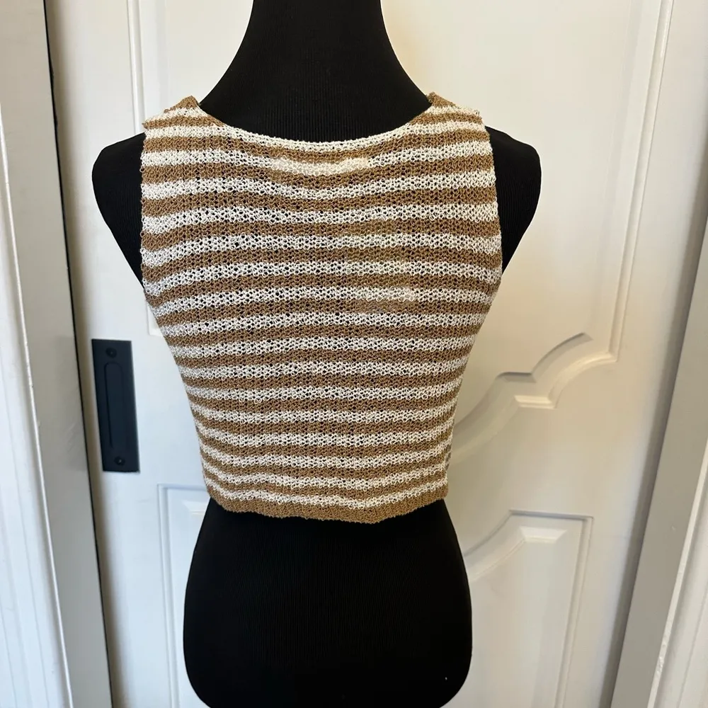 Altar’d State Striped Ariel Knit Sweater Vest Hook & Eye Top Cropped NWOT - Image 6