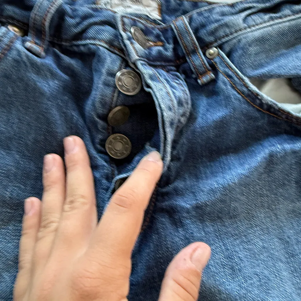 Free People Frayed Hem Blue Denim Shorts - Image 2