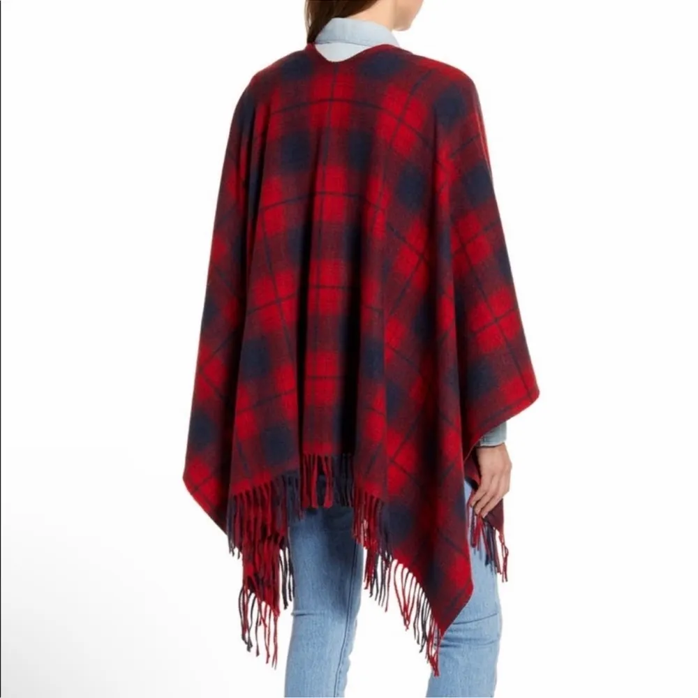 Treasure & bond fringe plaid blanket wrap Shawl poncho one size NWT - Image 2