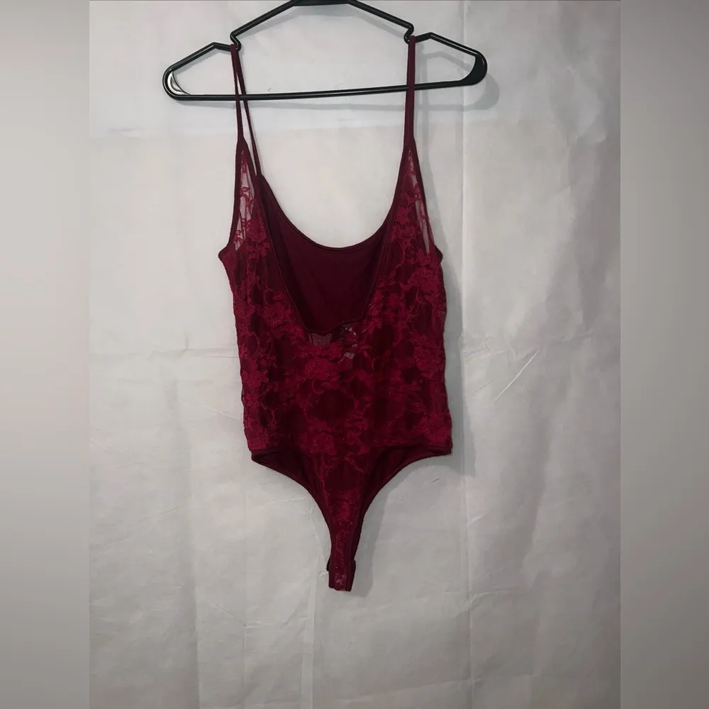 NWT Polly & Esther Lace Bodysuit sz XL Women Burgundy - Image 3