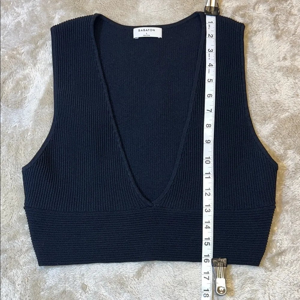 Babaton Black Ribbed Sleeveless Crop Tank‎ - Image 6