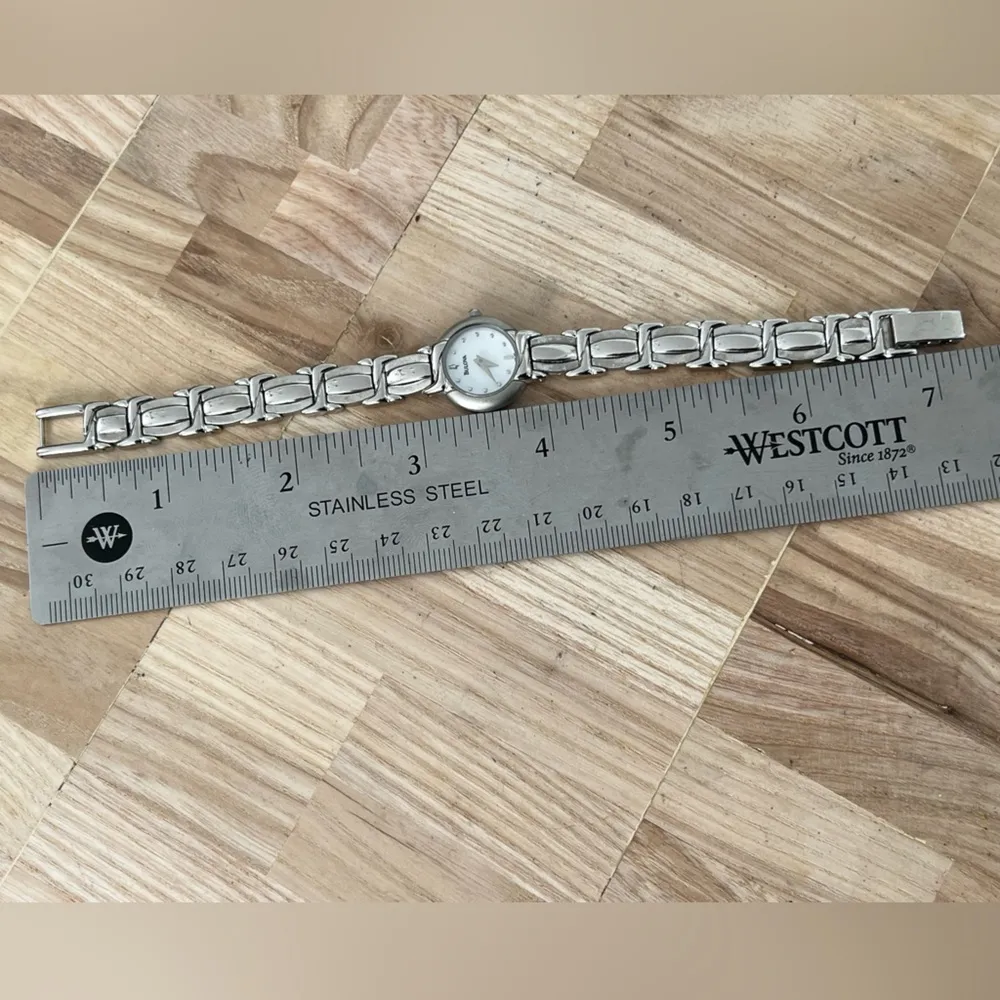 Bulova Ladies Watch Round Pearl Dial Stainless Weave Bracelet 96L90 - Image 13