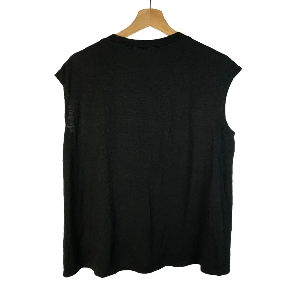 Max Studio Black Drawstring Waist Babydoll Cap Sleeve Short Sleeve Blouse S - Image 2