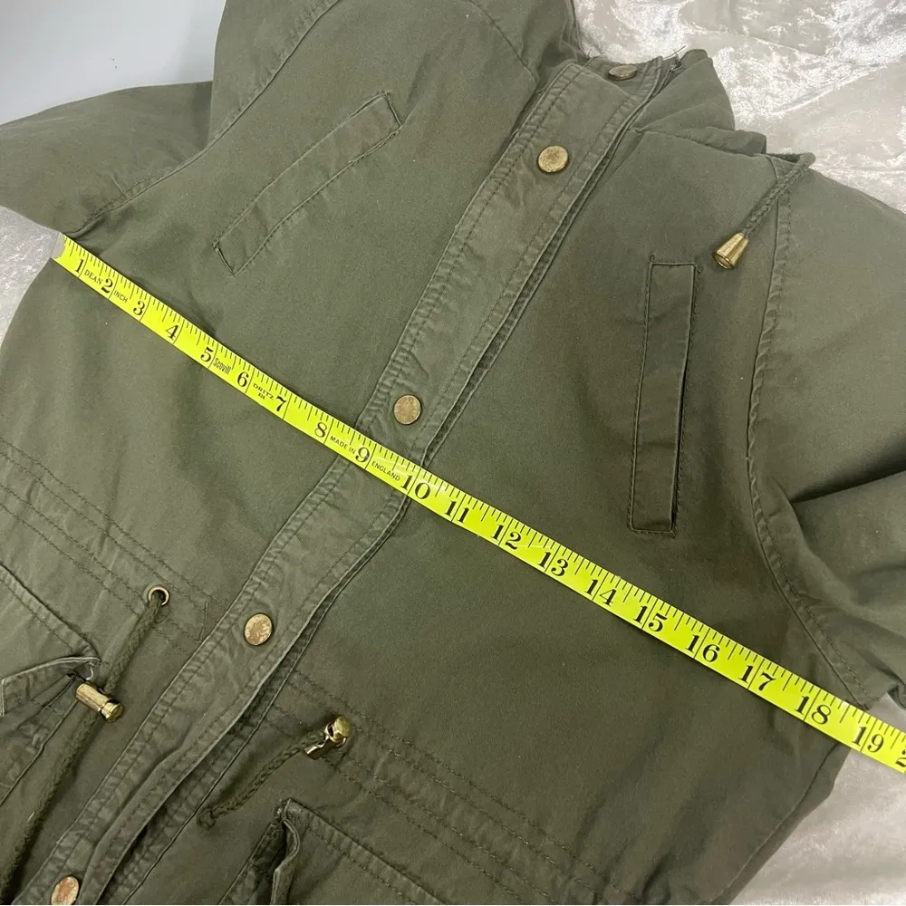 Miss London small jacket olive green army cargo style w/hood - Image 7