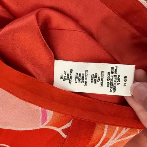 Vintage Y2K 100% Silk Handkerchief Hem Skirt Size 4 Red‎ & Pink Floral - Image 7