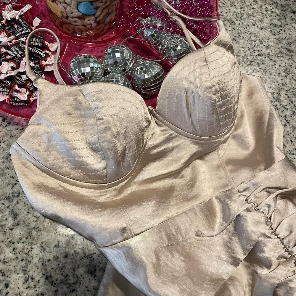 Angel Biba Hello Molly Champagne Hailey Bieber Nude Corset Mini Dress - Image 3