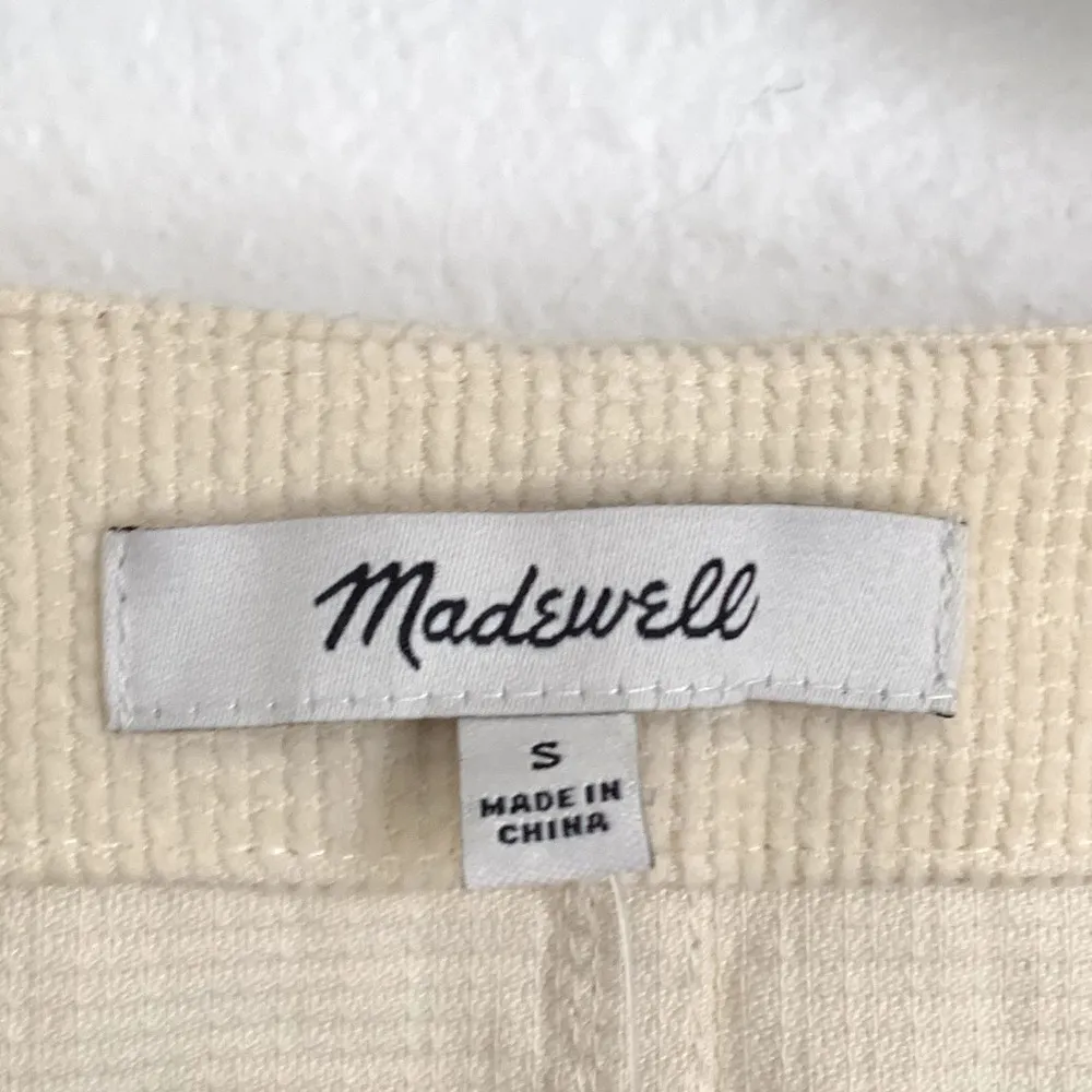 NWT Madewell Val Waffle-Knit Relaxed V-Neck Top in Antique Cream - Image 4