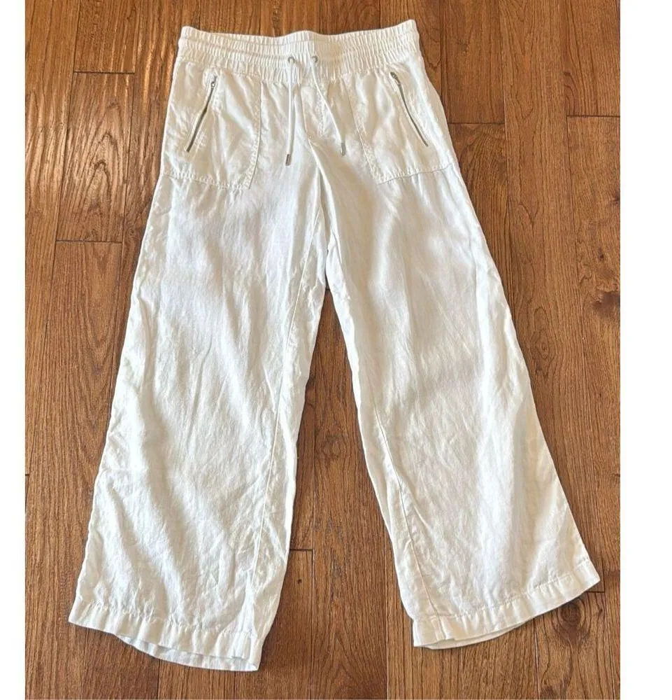 Athleta White Cabo Linen wide leg pant 8 - Image 4