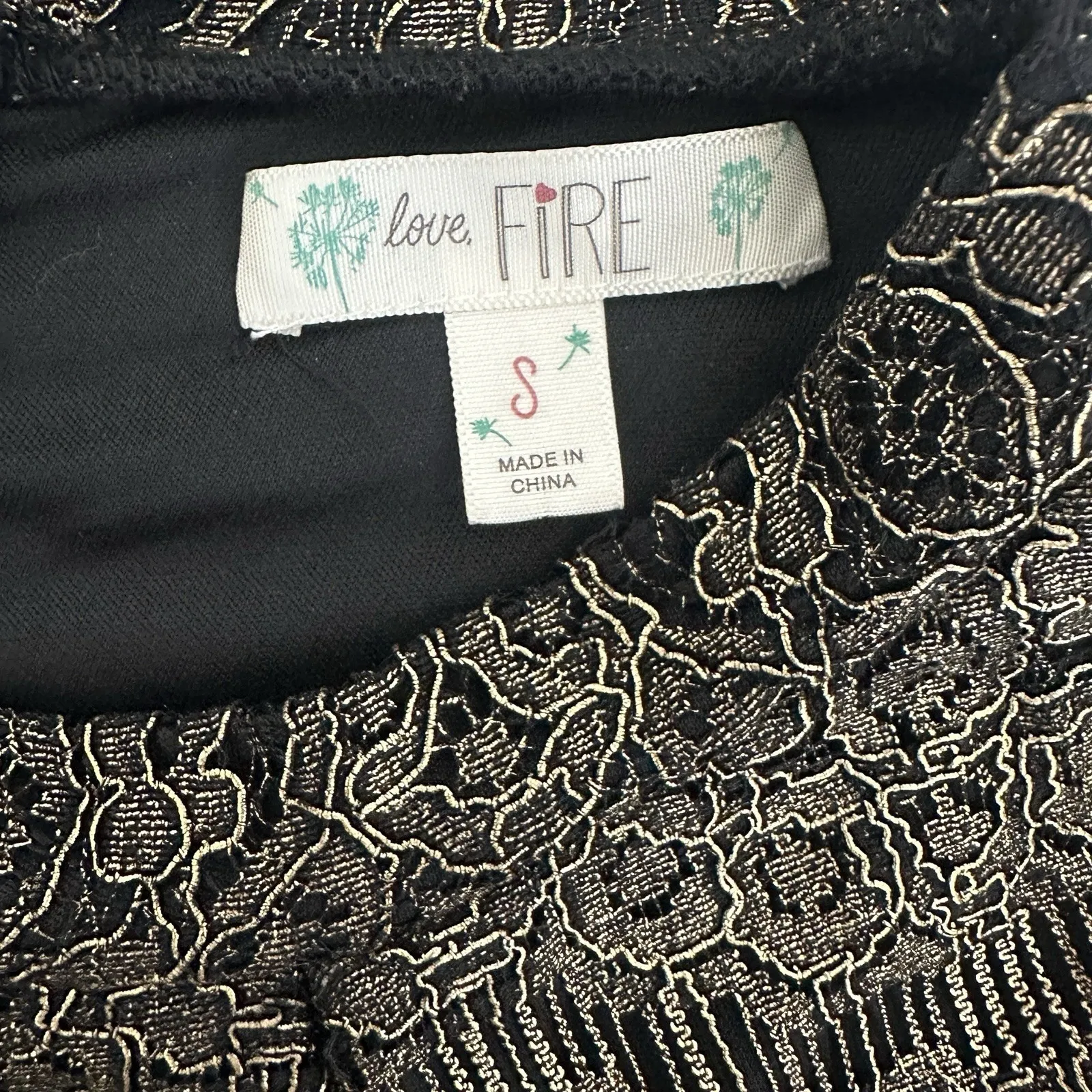 Gold Metallic Lace Dress By Love Fire, Sz: S (ba6) Size undefined - Image 6