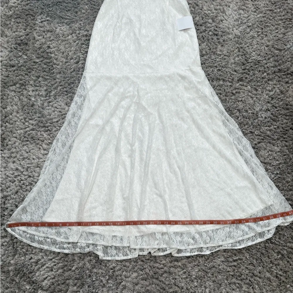 Lulus White Lace Bustier Maxi Dress – Size L – Stretch Fit Bridal Gown – New - Image 15