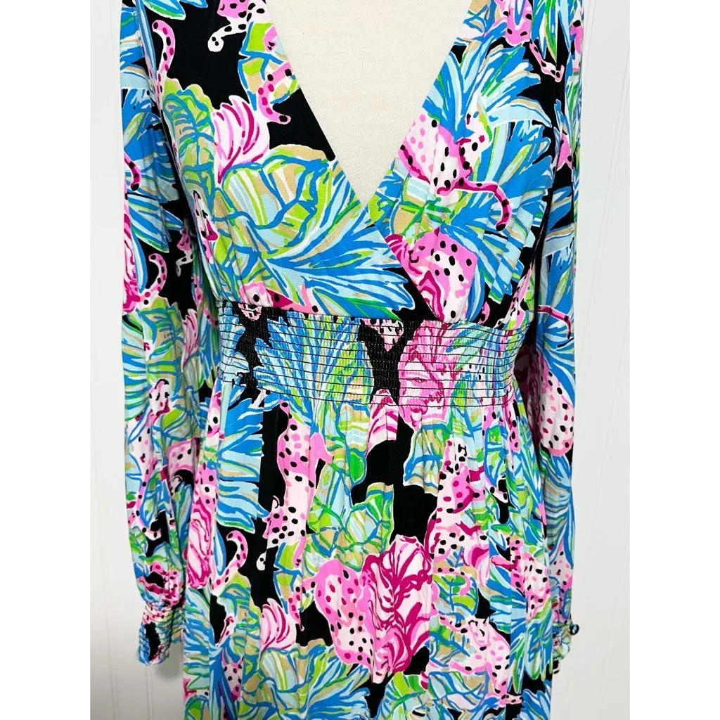Lilly‎ Pulitzer Women's Mistral Maxi Onyx Jaguar Jungle Dress Multicolor Large - Image 13