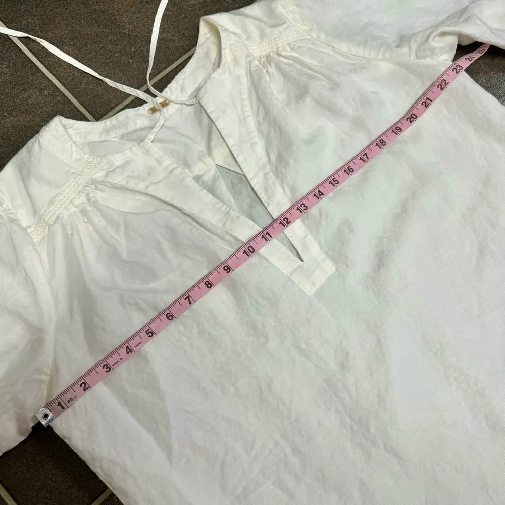 Cult Gaia Kittie Short Sleeve Tunic Top Linen Tencel Blend Off White Large L - Image 12