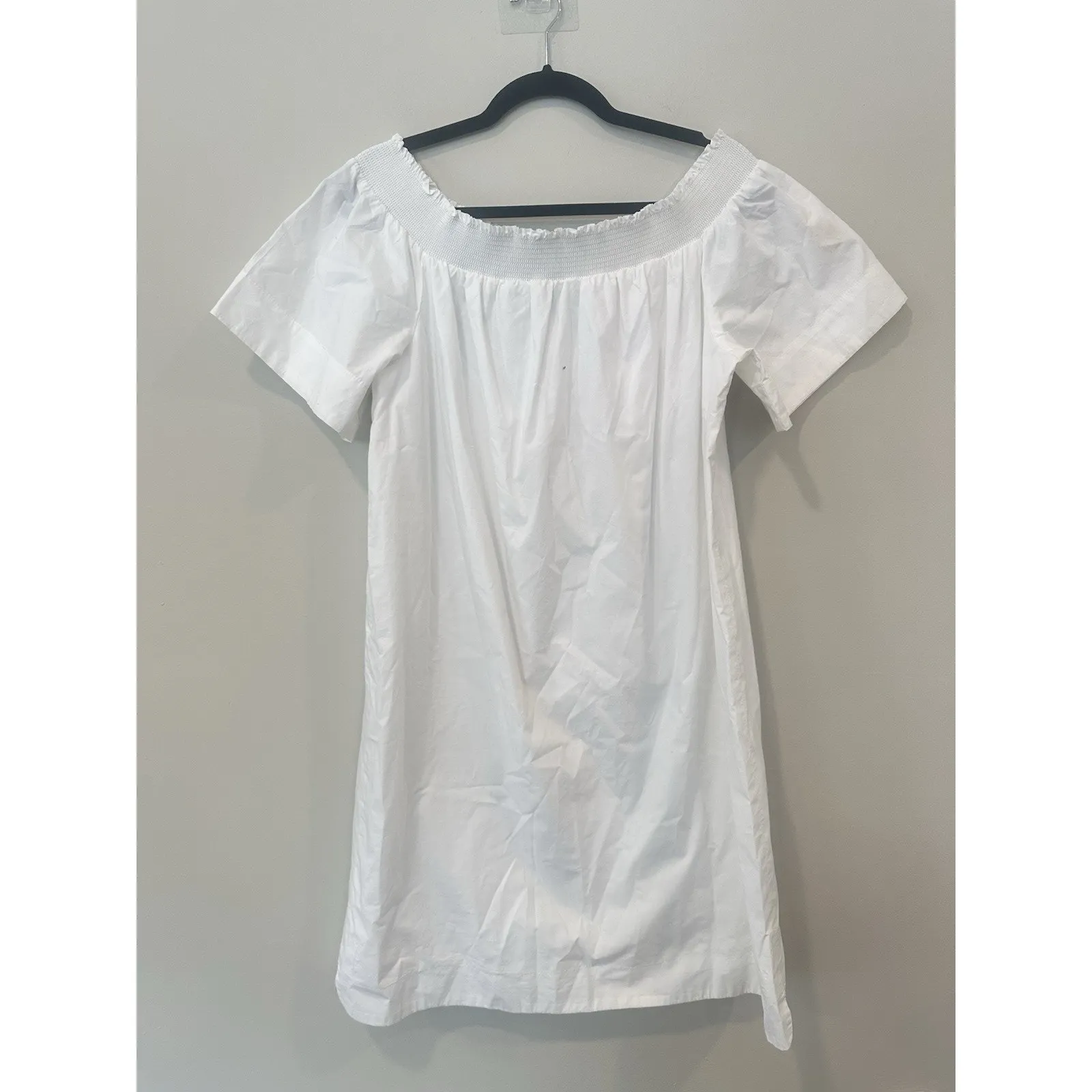 J.CREW Off The Shoulder Poplin Dress White Shift Wedding Vacay Cruise Sz 14 - Image 2