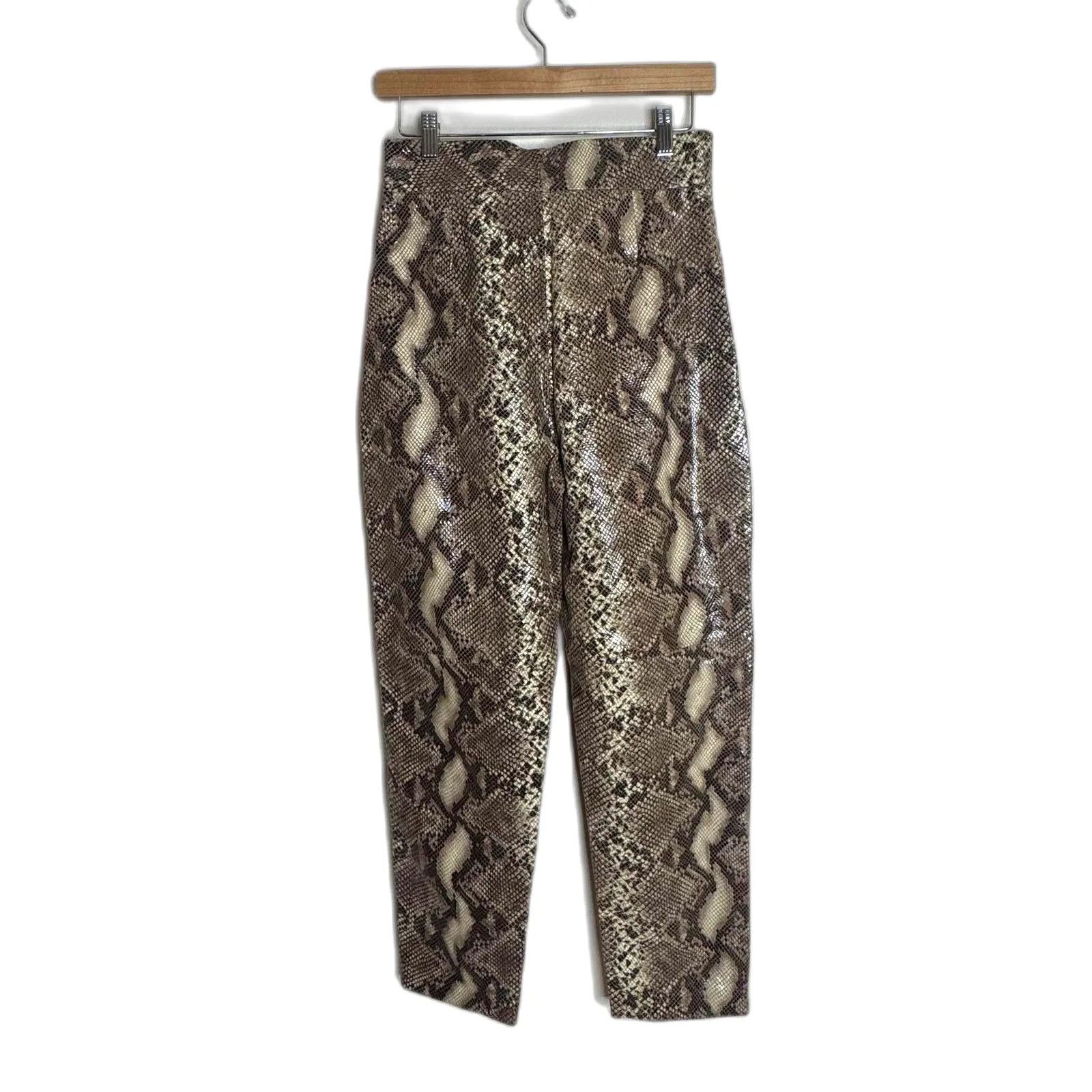 Karina Grimaldi Lamb Leather Snake Print Pants High Waisted Tapered Tie size 26 - Image 8