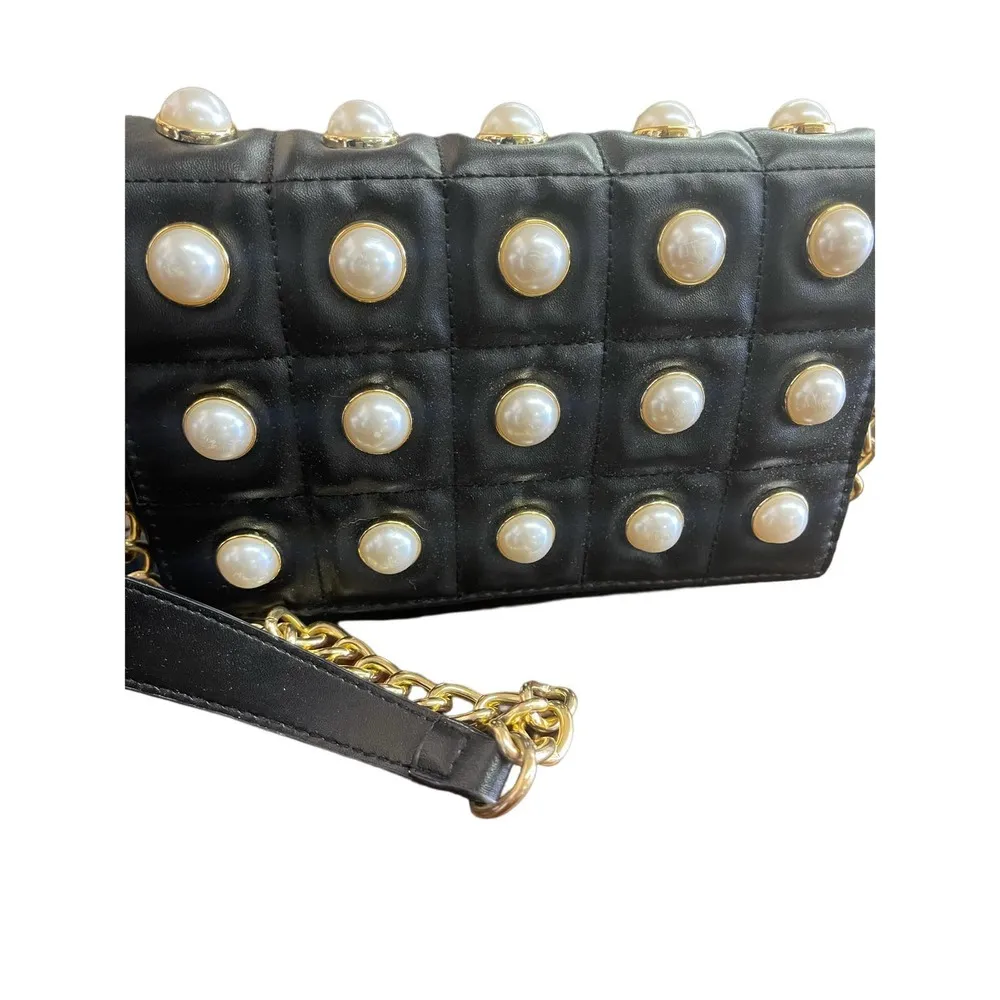 Versona Black Studded Pearls Crossbody Bag - Image 4
