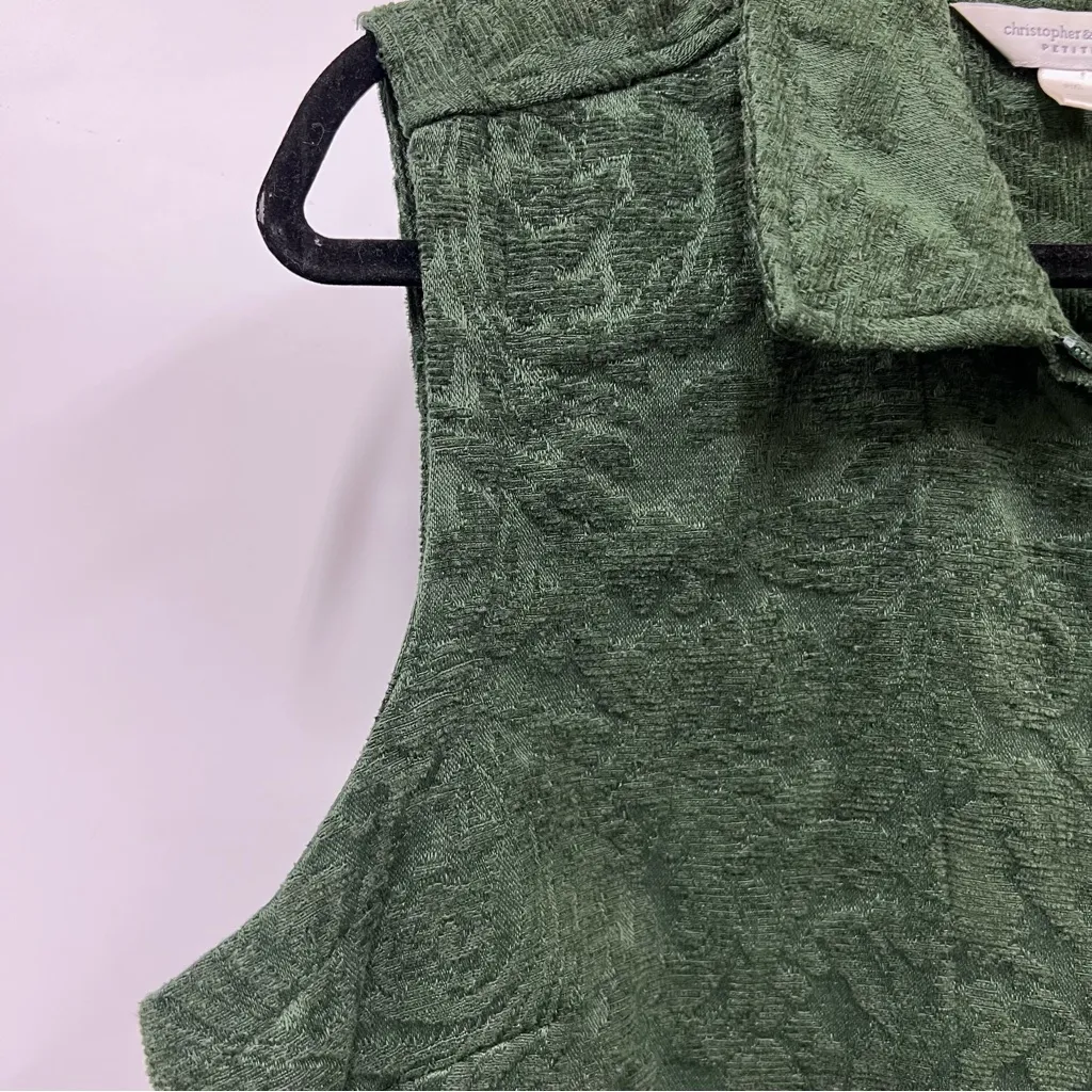 Christopher & Banks Forest Green Textured full zip up Vest pxl granny chic - Image 8
