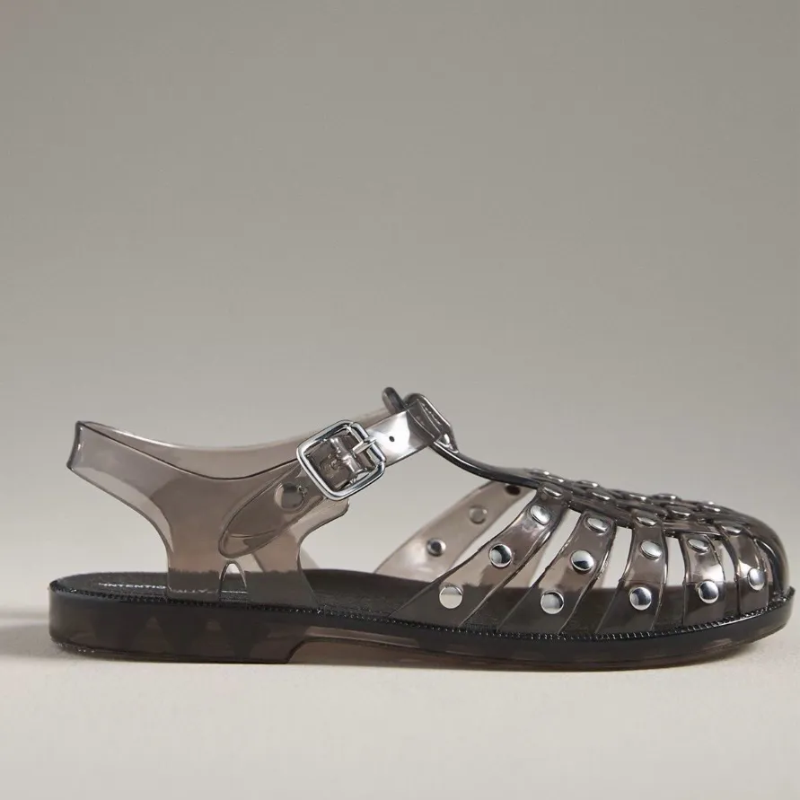 Intentionally Blank x Anthropologie Ellery Studded Jelly Sandals Grey Silver - Image 2