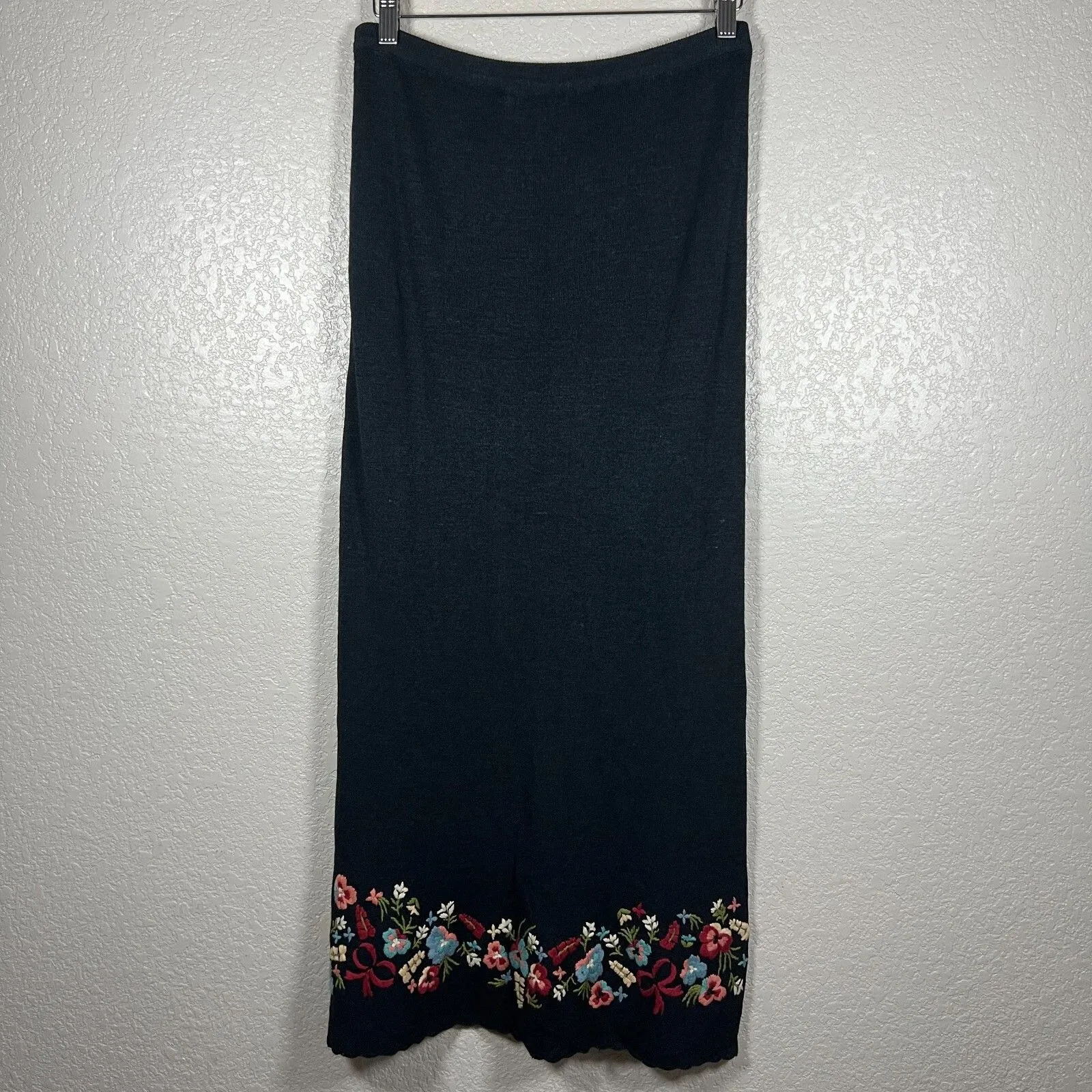 Double D Ranch Womens Embroidered Maxi Skirt XS Black Floral Linen Western - Image 6