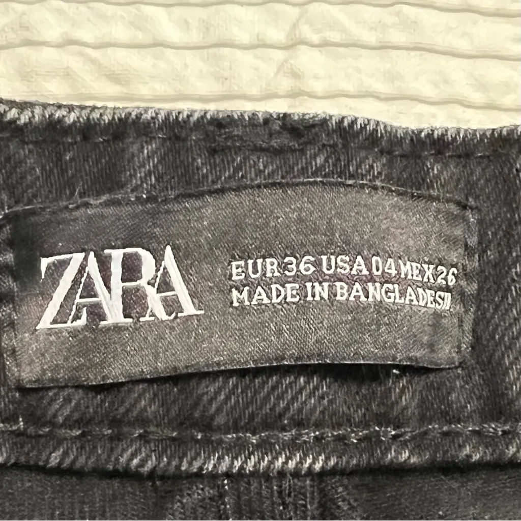 ZARA black jeans cotton high rise tapered leg 4 - Image 5