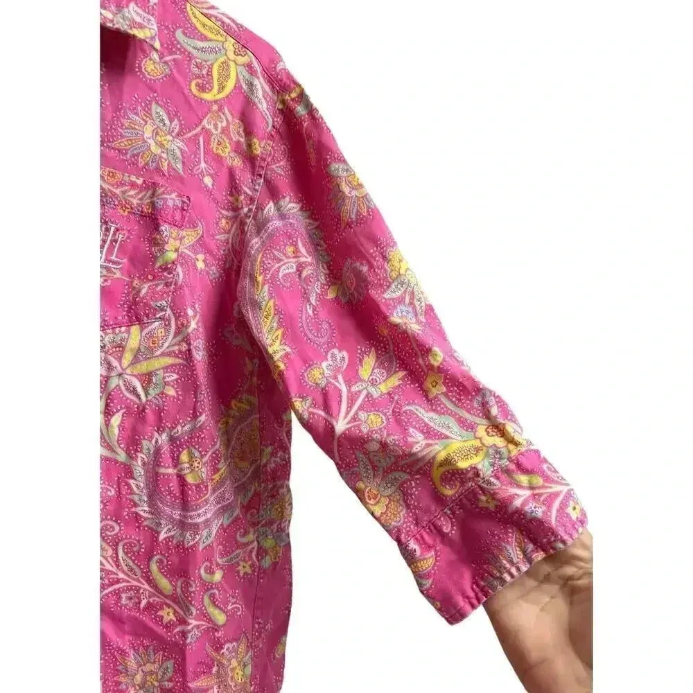 Lauren Ralph Lauren Nightgown Night Shirt Paisley Print Button Up Small Pink - Image 5