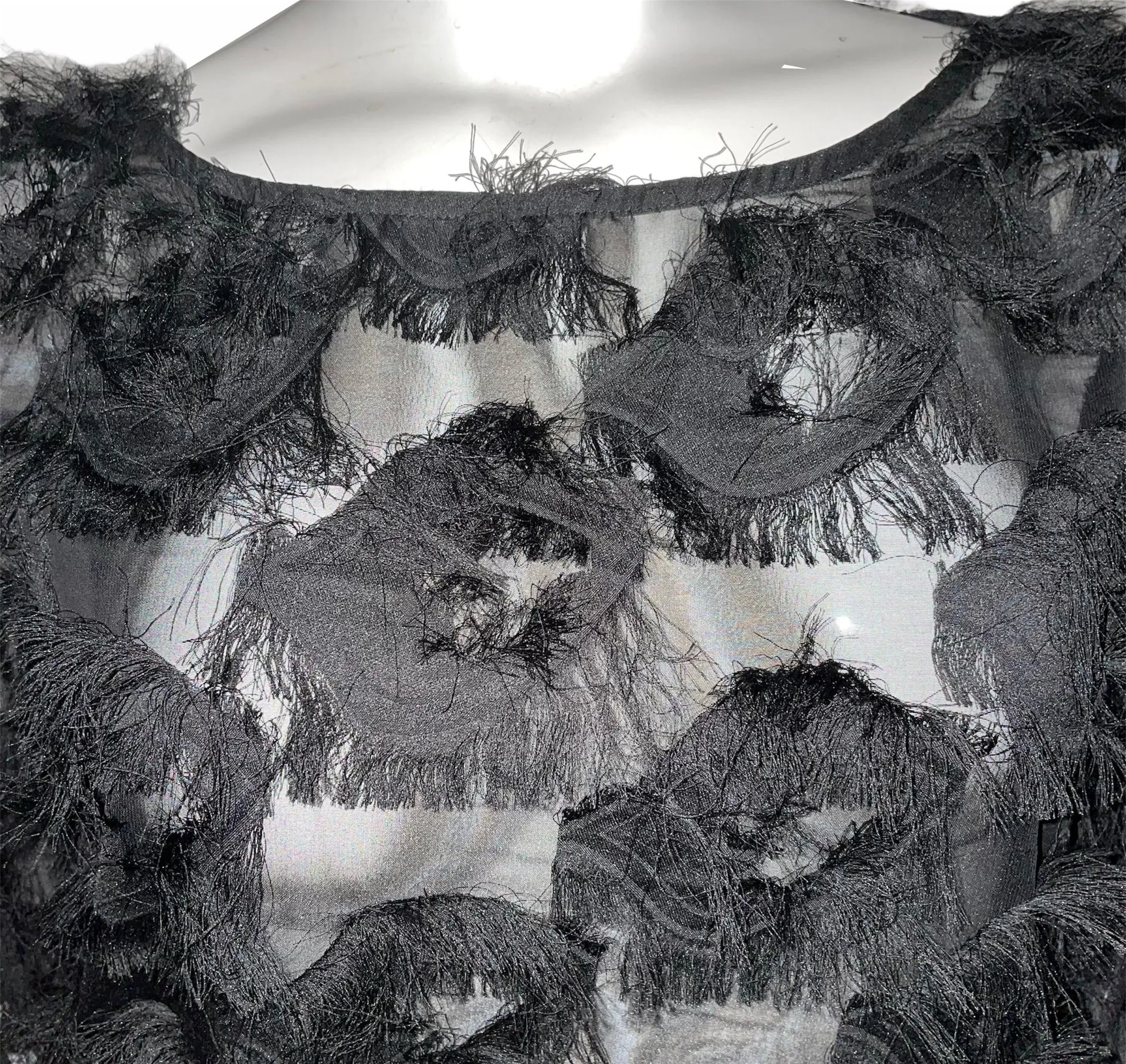 Fringe Patch Mesh Blouse - Image 8