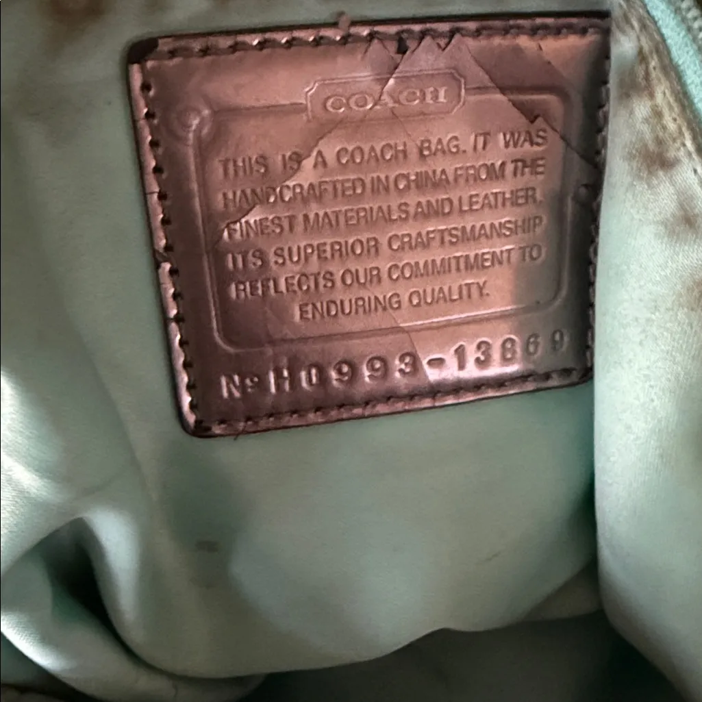 AUTH COACH POPPY GLOSSY CRINKLE PATENT LEATHER SATCHEL BAG PURSE 13869 BLACK - Image 7