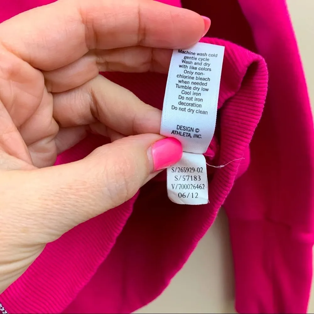 Athleta Asymmetrical Zip-Up Hoodie Long Sleeve Pink Top - Image 3