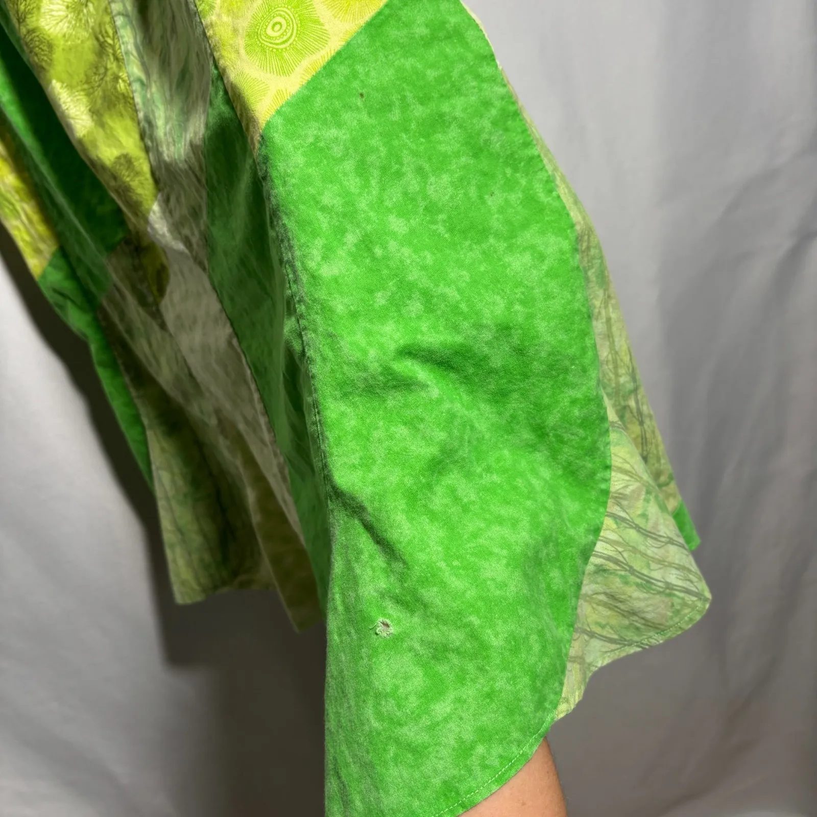 VTG 70s? Green Patchwork Skirt Knee‎ Length Whimsical Fairy Boho Cottage M SEE - Image 3