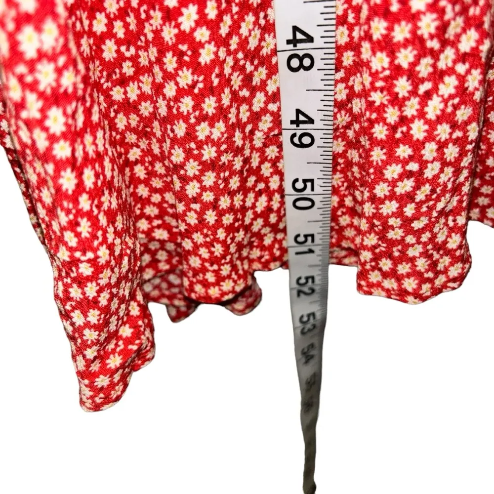 Red & White H&M Bohemian Floral Spring Dress Button Detail Women’s Size 4 Small! - Image 4