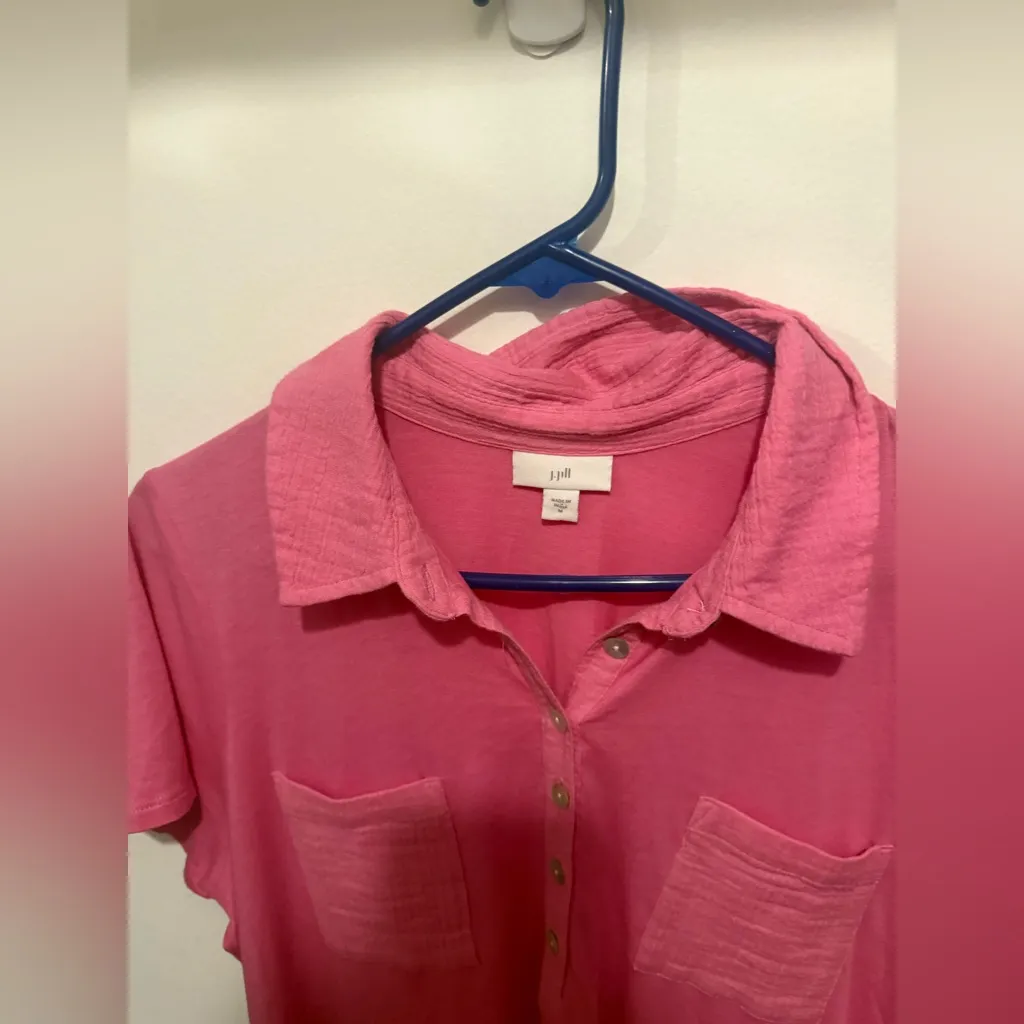 J. Jill Vibrant Pink Cotton-gauze Mixed-media Tunic - Image 6