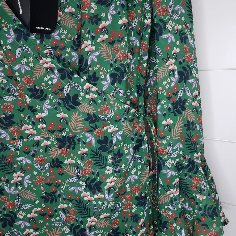 NWT The Fifth Label Viridian Long Sleeve Wrap Dress in Jade Floral Bloom XL - Image 6