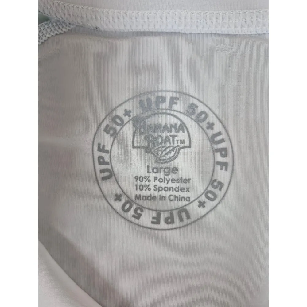 Banana Boat UPF 50+ Swim/ Sun Shirt Zipper Neck Poly/Spandex Sz L White Size L - Image 4