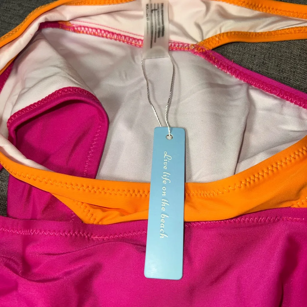 Women's Bikini Sets High Waisted Two Piece Color Pink/orange Swimsuits 2025 Orange Size L - Image 6