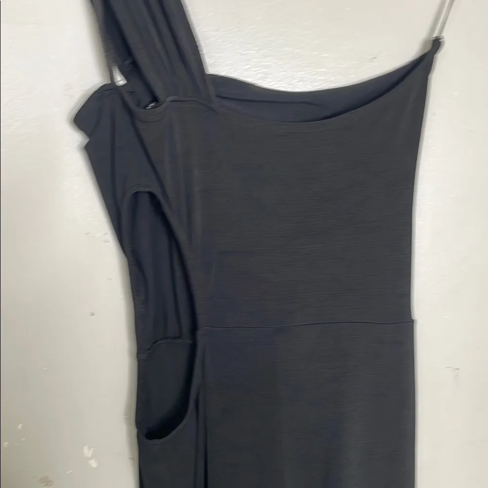 Frederick's of Hollywood Black One-Shoulder Ruched Cutout Side‎ Dress - Image 4