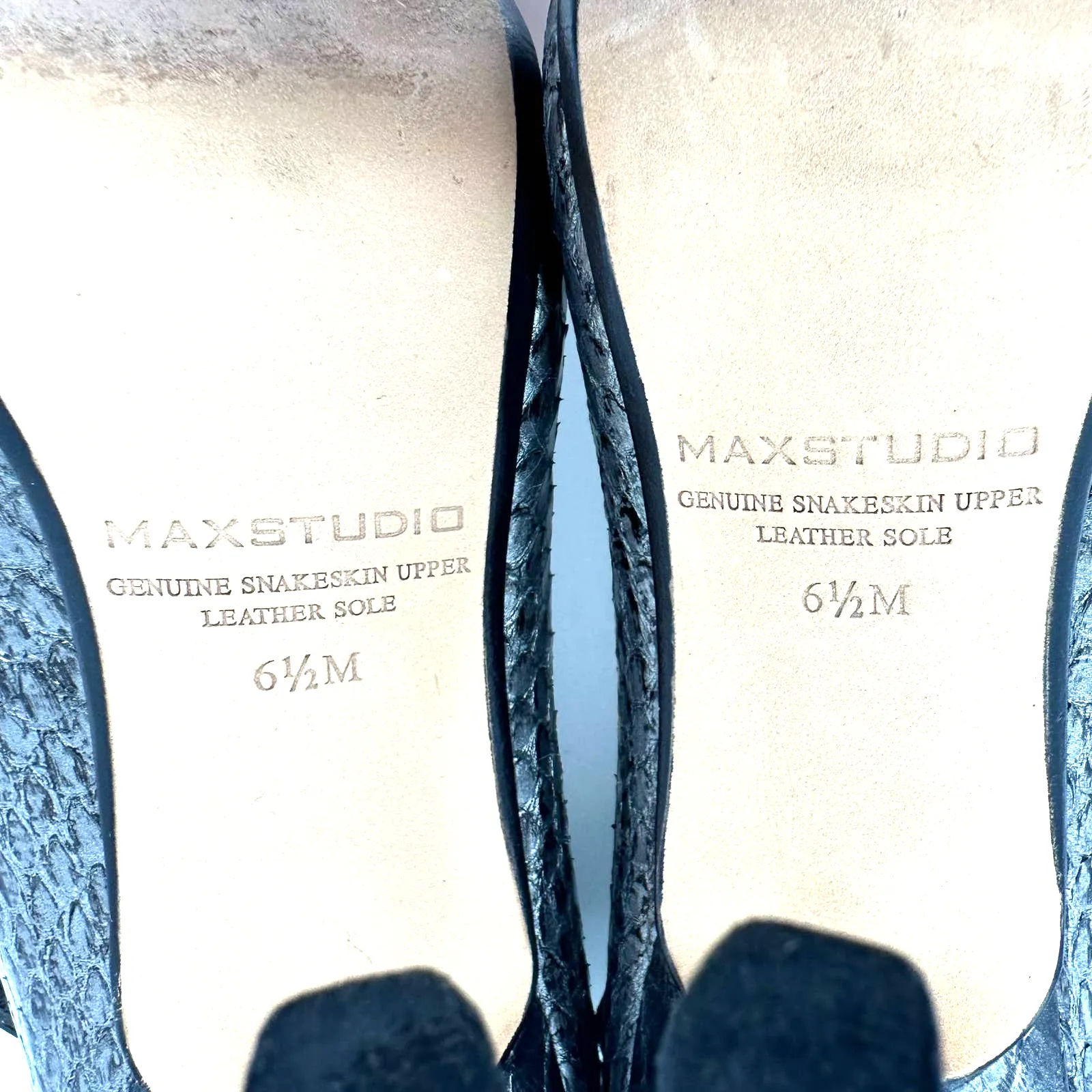 Max Studio size 6.5 M mary jane heels pumps genuine snakeskin‎ leather gray - Image 9