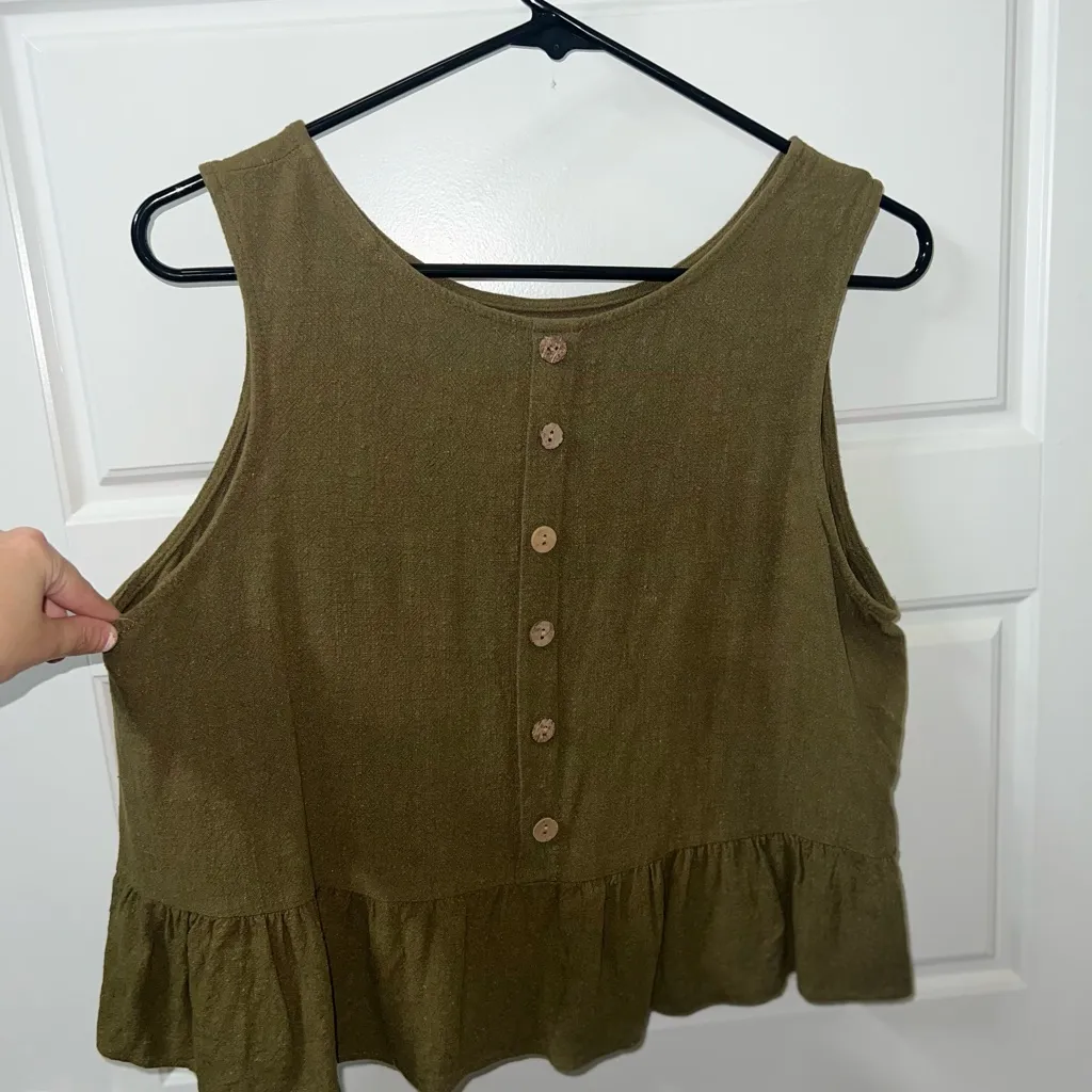 Chic Olive Sleeveless Tank Top Green Size L - Image 2