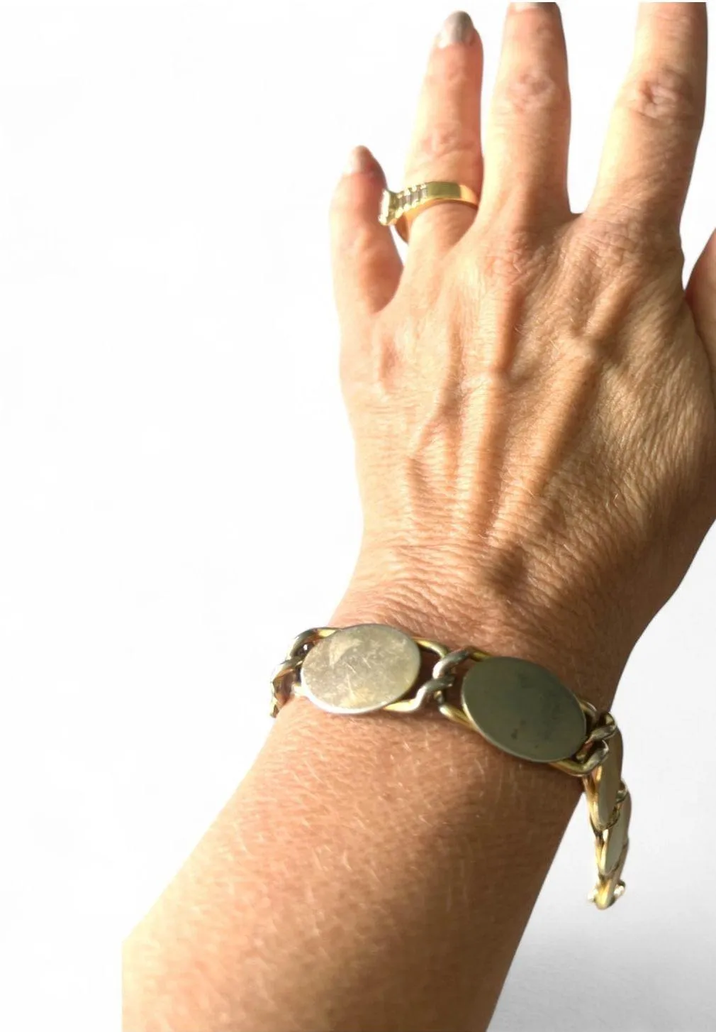 Vintage Bracelet 1960's MCM Chain Paper Clip Gold Tone Costume Modern Minimalist - Image 2