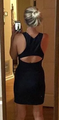 MM Couture Dark Navy Dress With Cutout Back - Image 4