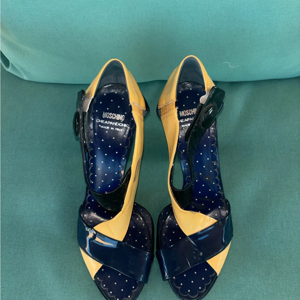 Moschino Vibrant Yellow and Navy Heels - Image 6