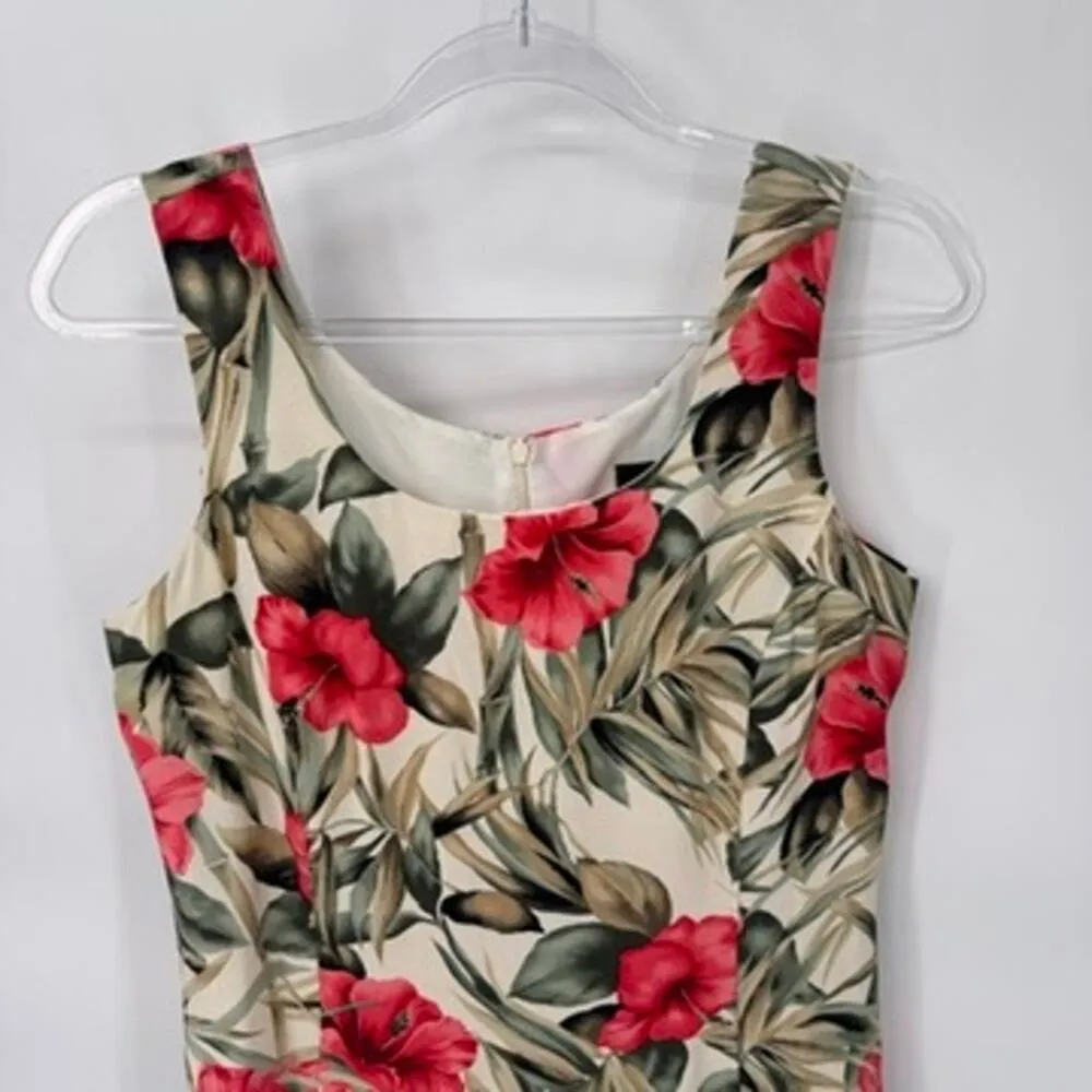 Vintage Jolibel Hawaiian Island Cruise Dress Womens 6 Cream‎ Floral Print Rayon Green - Image 2