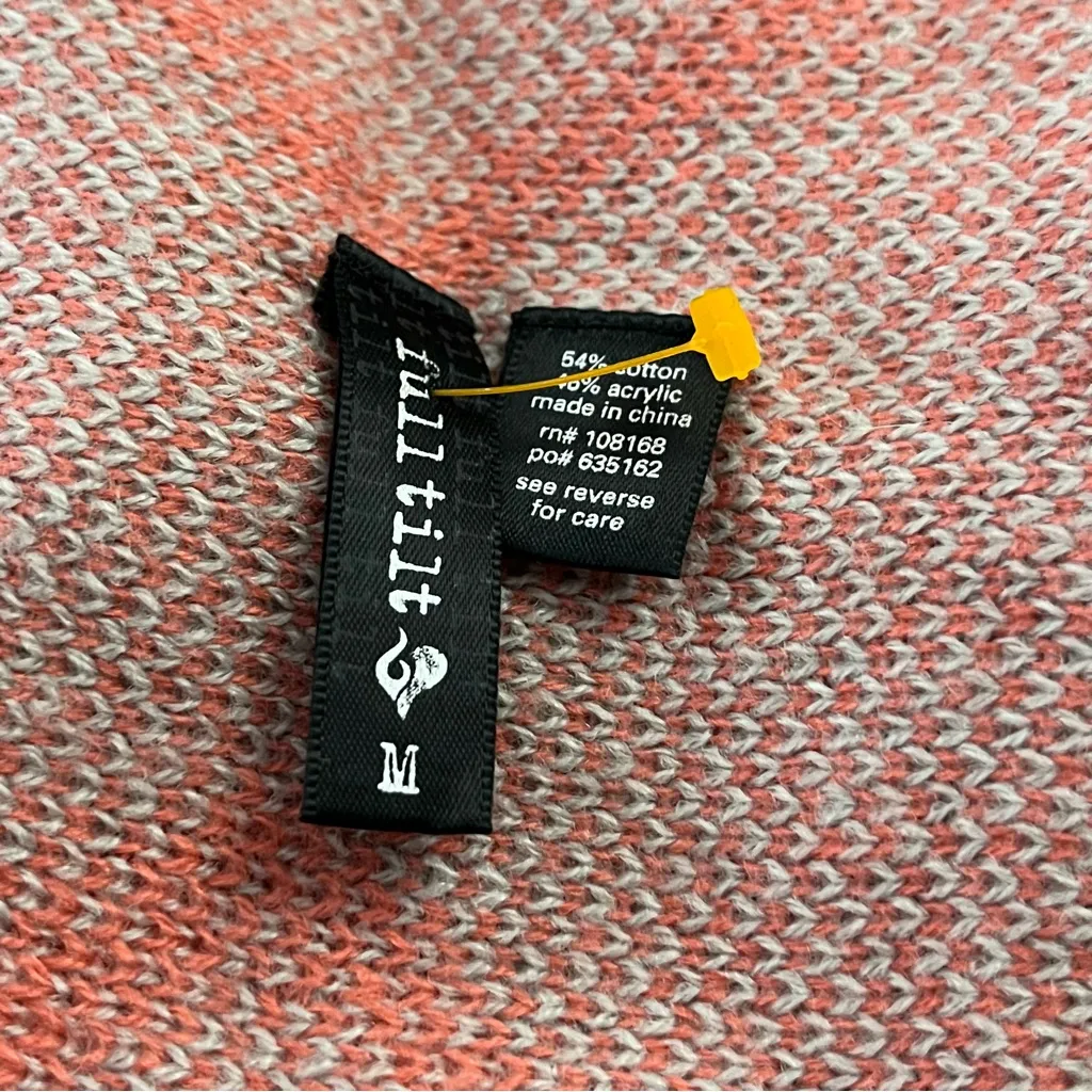 Full Tilt Fringe Hem Aztec Cardigan Open Front Gray Pink M Juniors - Image 3