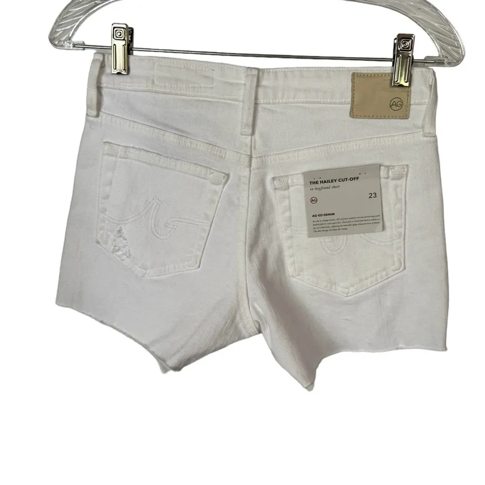 AG Adriano Goldschmied Hailey Cutoff Ex-Boyfriend White Denim Jean Shorts 23 NWT - Image 4