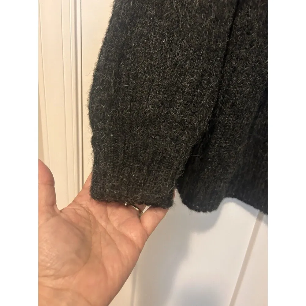 Vintage Wool Blend Heather Gray Cardigan 2 Pocket One Button Women’s Size Large - Image 4