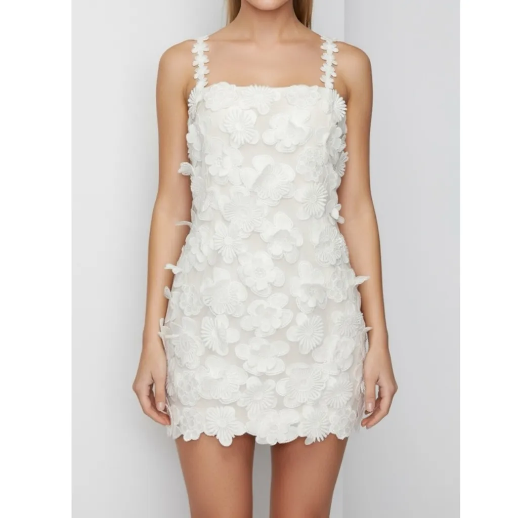TULAROSA Kimmy 3D Floral Appliqué Mini Dress, Ivory, Medium - Image 5