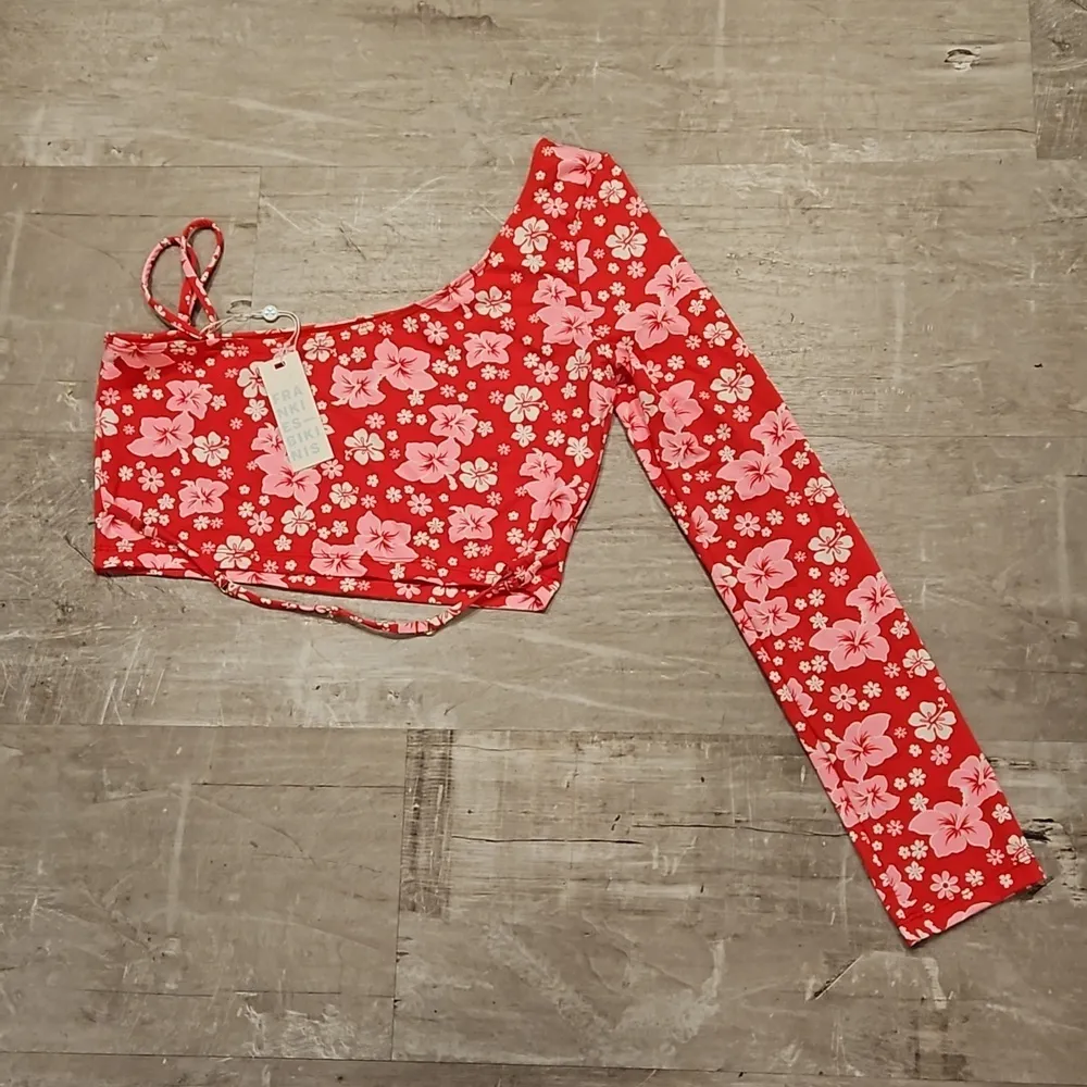 💕FRANKIES BIKINIS Keira Floral One Shoulder Bikini Top  Coconut Girl Large NWT - Image 6