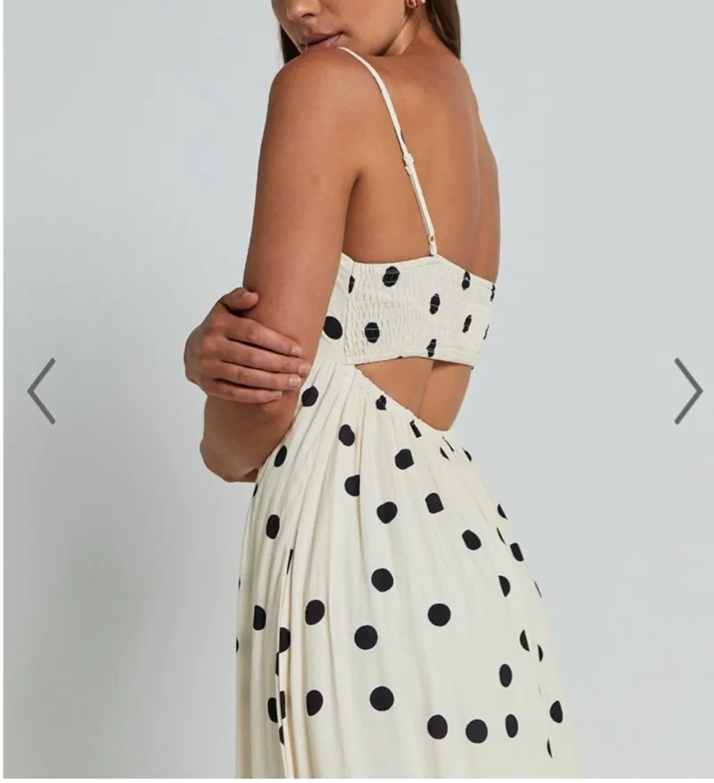 Black and Cream Polka Dot Maxi Dress - Image 2